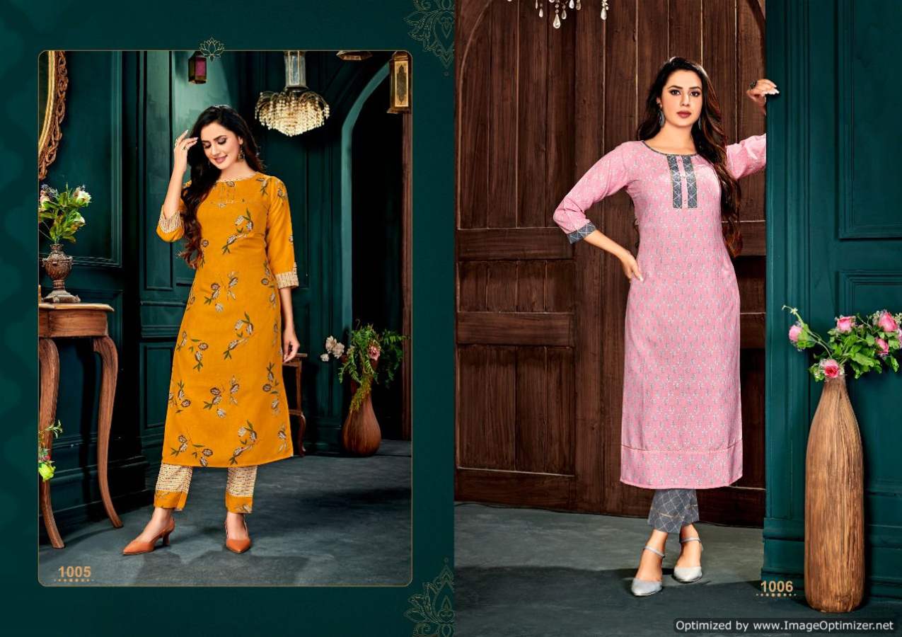 Poonam Tadap Casual Wear rayon Printed Kurti With Pant Latest Collection